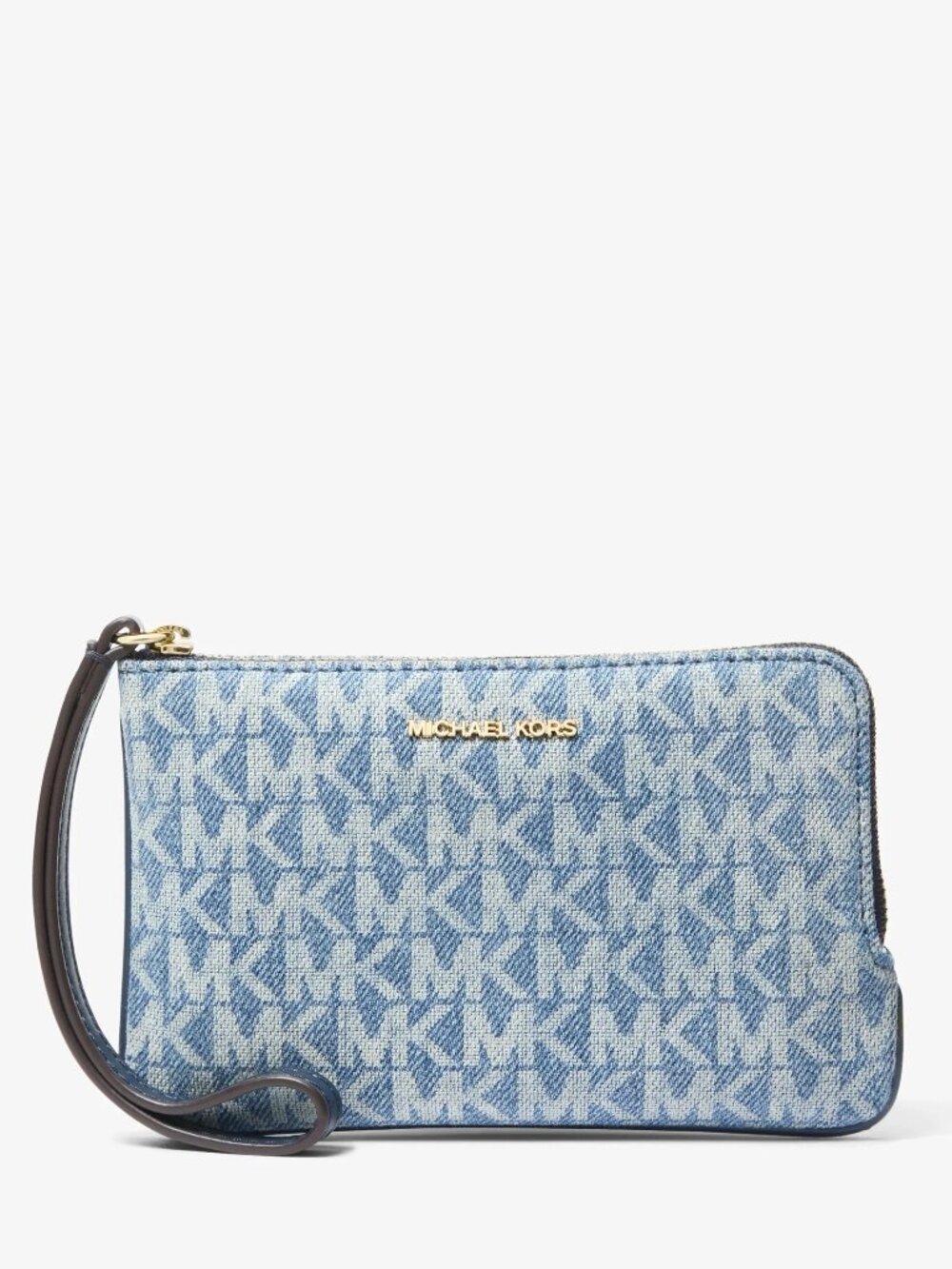 Michael Kors Jet Set Travel Small Signature Logo Denim Wristlet